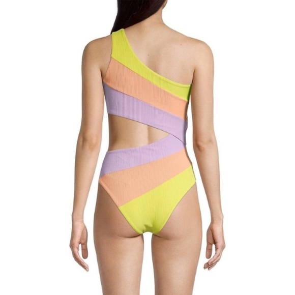 New! Beach Riot Joyce swimsuit purple colorblock 24485 - Picture 4 of 12